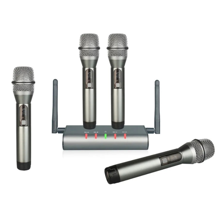 XTUGA U-F4600 Sistema microfonico wireless UHF professionale a 4 canali con 4 microfoni palmari, US Plug, EU Plug, AU Plug, UK Plug XTUGA U-F4600 Sistema microfonico wireless UHF professionale a 4 canali con 4 microfoni palmari, US Plug, EU Plug, AU Plug, UK Plug